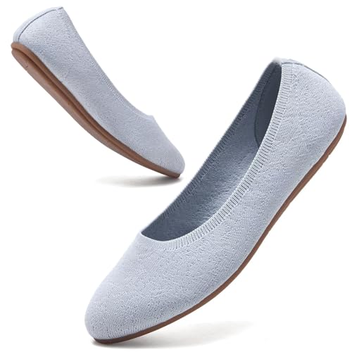 Image of Puxowe Women's Ballet Flats Breathable Knit Slip On Comfortable Round Toe Walking Shoes with Arch Support Insole for Work