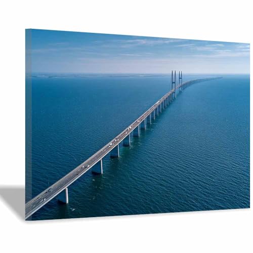 Toile Tour Peintures tableau pont maritime bleu cadre mural salon et chambre