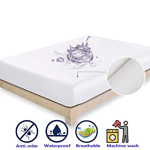 Big Bargain Store 100% impermeabile traspirante (X-Long Twin, Bianco) Coprimaterasso Queen Size Superficie in spugna di cotone Tasca profonda Premium X-Long Twin 99 * 203+36 99 * 203+36