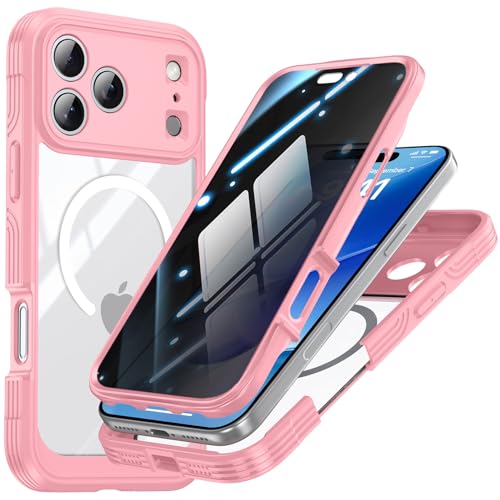 Coque 17 Pro avec protection écran de confidentialité et objectif caméra intégrés rose