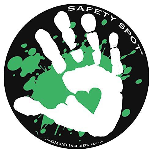 Image of Magnet - Kids Handprint for Car Parking Lot Safety - Black Background with Colored Paint Splat (Green)