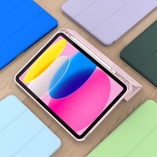 Image of ToaPoia Case for iPad (A16) 11 Inch 2025 /iPad 10th Generation 10.9 Inch 2022, Slim Trifold Stand Protective Cover with Pencil Holder and Soft TPU Back,Support Auto Sleep /Wake (Pink)