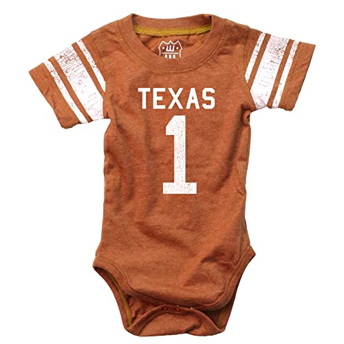 Image of Wes and Willy Infant College Football Jersey One Piece Bodysuit (Texas, 6M), Orange (88TEX289)
