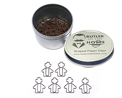 Butler en la casa Iglesia con forma de clips ideal para papel para coleccionistas o religiosa regalo – viene en lata redonda con tapa y caja de regalo (marrón 100 Count), color Brown 100 Count