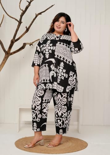 Image of Cord Set for Women Cotton |Plus Size A Line Kurta Set Stylish | Ethnic Dress Kurti Sets | Printed Dresses for Woman | Long Sleeves