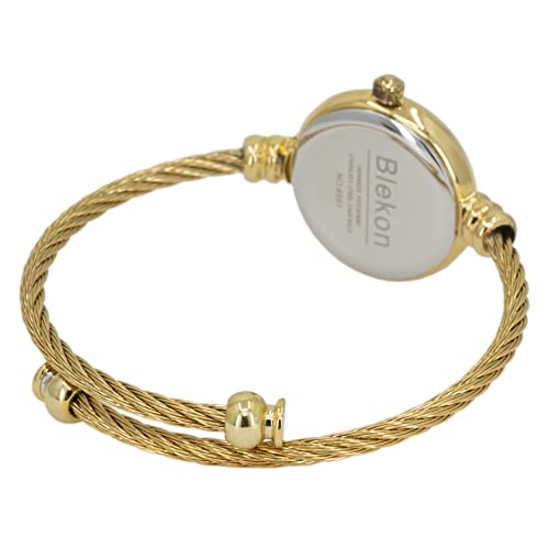 Blekon AN-6581-GLD-4 Original Elegant 23Mm Round Analog Display Watch For Women With Arabic Numerals And Cable Cuff Bangle thumb #4