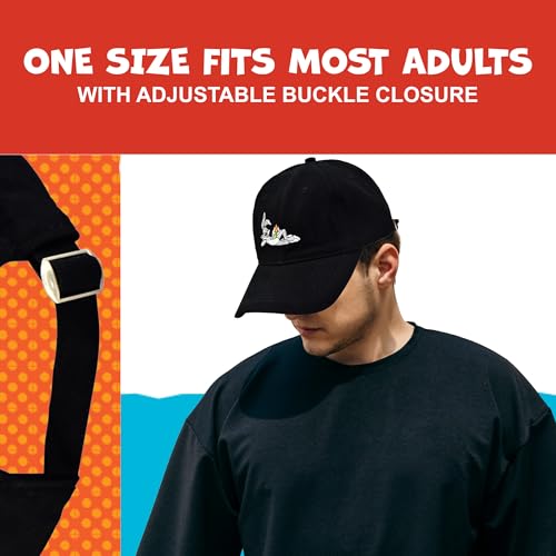 Image of Looney Tunes Baseball Cap, Bugs Bunny Adult Adjustable Cotton Dad Hat with Curved Brim for Men and Women, Black, One Size