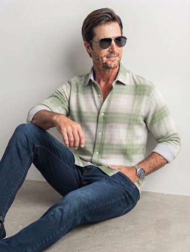 Image of DEEMOON Men's Cotton Blend Regular Fit Shirt | Full Sleeves Checkered Casual Button-Down Shirt for Men (Available in Plus Size)