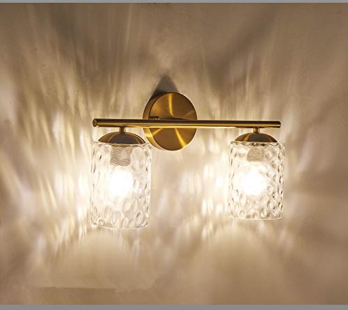 EFINEHOME Mid Century Modern Wall Sconces- Double Lights Wall Lamp with Glass Bucket- Golden 2 Light Wall Light Minimalist Vanity Fixture - Thumbnail 4