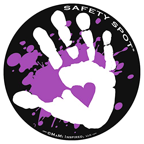 Image of Magnet - Kids Handprint for Car Parking Lot Safety - Black Background with Colored Paint Splat (Purple)