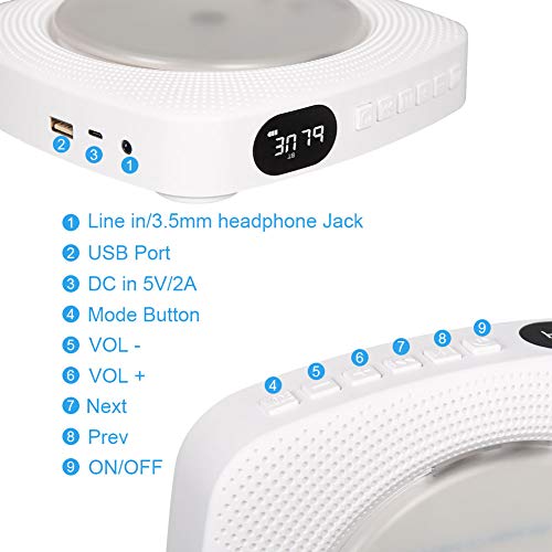 Cd Player, Bluetooth Hifi Speaker, Usb Flash Player, Aux Line-In Audio Boombox, Fm Radio, Portable, Wall Mountable And Desk Stand, With Remote Control #TOP6