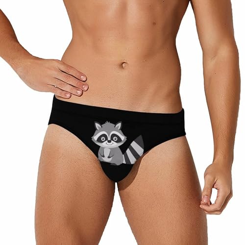 Cute Raccoon Novelty Men's Brief Swimwear Pants Swimming Trunks Beach Shorts Underwear
