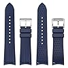 WOCCI 22mm Watch Strap, Curved End, Silky Touch Silicone, Silver Buckle (Blue) #3