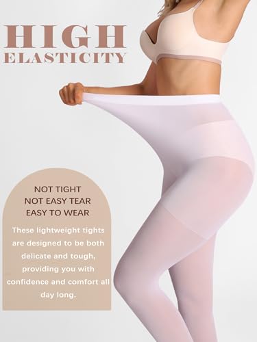 Image of Extremely Durable Sheer Black Tights for Women Ultra Strong Control Top Pantyhose with Reinforced Toes