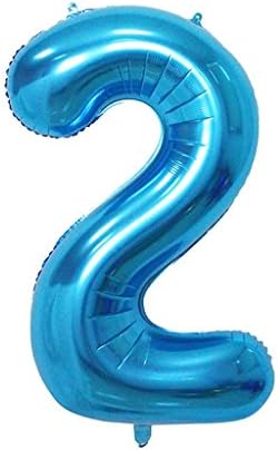 2 Number Balloon Blue Big Number Balloons 40 Inch kit for Happy Birthday Party Decorations Foil Mylar Helium Baby Shower