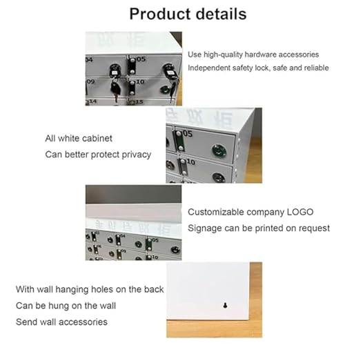 Estación de carga de pared con cerradura para teléfonos móviles - 60 taquillas seguras con puertos de carga y llaves, perfecto para reuniones de oficina, eventos y escuelas (25 puertas)