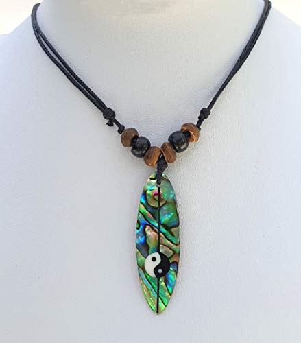 Natural Abalone Shell Surfboard Pendant Beads Cords Necklace Men Women Jewelry GA1904