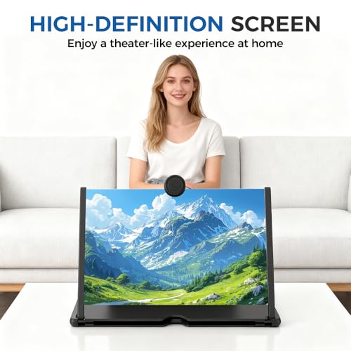 Image of Screen Magnifier Version, 2026 New Screen Magnifier for Cell Phone, Movies, Videos, and Gaming, Amplifier Desktop Magnifying for Seniors Reading (Black, 12 inch)
