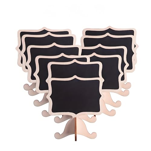 OFIFO® 10Pcs Mini Blackboard Signs with Wooden Stand, Small Chalkboard Message Board for Table Decor, Wedding, Kitchen, Café Display, 3.15x2.17 Inch