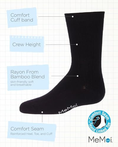 MeMoi Woven Ribbed Rayan Blend Boy's Crew Socks3