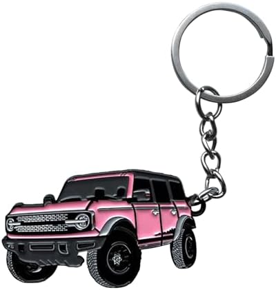 LSAUTO Car Keychain Compatible with Ford Bronco. Alloy Car Pattern Keychain. Key Accessory. (Pink)