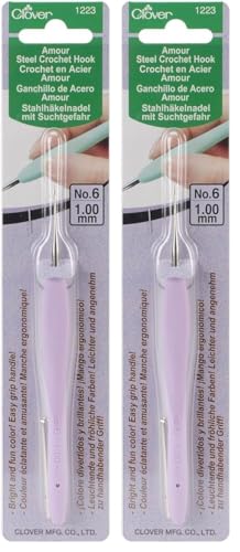 Image of Clover 1223 Amour Steel Crochet Hook No. 6, 1.00mm, Purple (Pack of 2)