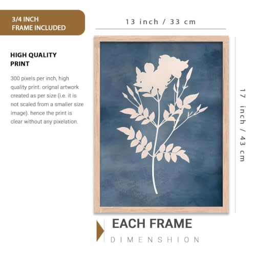 Image of kotart Aesthetic Botanical Art Home Decoration Painting | Floral Paintings With Frame For Living Room Bed Room Hotel Wall Decor Digital Reprint Set of 3 (13X17 inch)