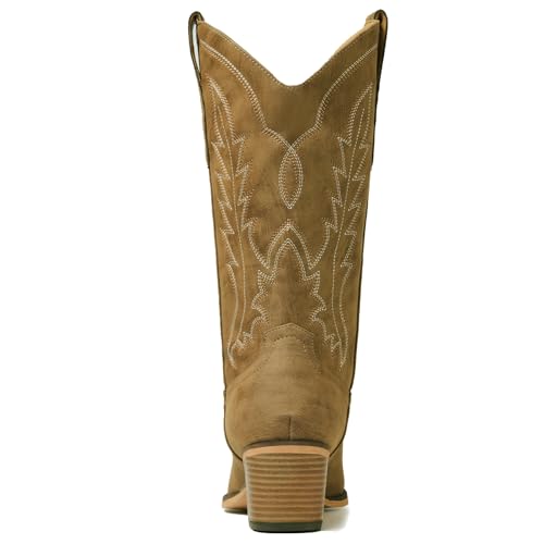 Image of Cowboy Boots for Women, Chunky Heel Western Boot | Mid-calf cowgirl boots with all-day comfort, ideal for daily outfits, country music festivals and western themed occasions