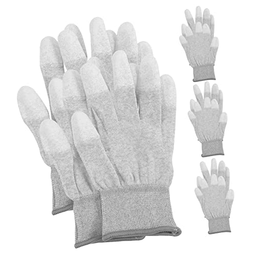 Uonlytech 5 Pares Guantes antiestáticos guantes de policia revestimientos protector dedo guantes de limpieza reutilizables guantes de trabajo guantes electricos Fibra de carbon