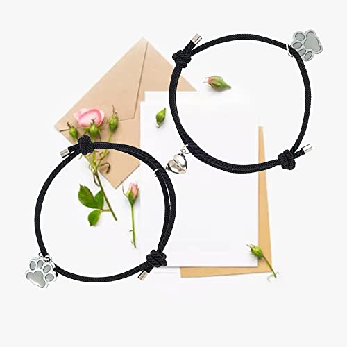 Bogoro Hundepfote Armband, Pfote Armbands Damen, Damen Armbänder, Leuchtendes Katze Pfoten Armbands, Fernbeziehung Armband-s, Geschenk für Hundebesitzer,Ehefrau,Freundin