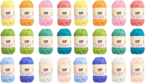 Image of 12pcs Yarns for Crocheting, 12 Colors Starter Acrylic Crochet Yarn Bundle 4 Ply for Adult Child Knitting Crochet Crafts (12 x 15g) (Pack of 2)