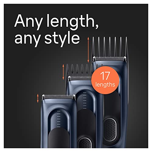 Braun Tagliacapelli Serie 5 5350, Tagliacapelli Da Uomo, Clip Per Capelli Di Casa Con 17 Impostazioni Di Lunghezza, Inclusa Impostazione Di Richiamo Memory Safetylock, Lame Ultra Affilate, 2 Pettini, - 6