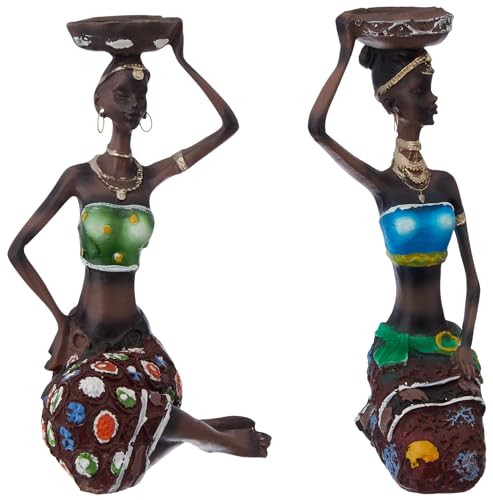 amazon basics Beautiful Finish Uniquely Hand Crafted Home Decor Sitting African Tribal Women with Candle Holder Art Piece (Set of 2, Multicolor) (B0CXJGL13F) Amazon Price History, Amazon Price Tracker