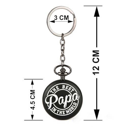 Image of Vintage Gandhi Style Pocket Watch with Engraved Designs & Messages Royal Black Analog for Men Women & Kids Includes Key Ring for car or Bike Keys Ideal Gift