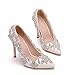 Zapatos De Novia, Tacones Altos Puntiagudos Sexy Con Tacones De 11 CM, Zapatos De Boda Con Tacón De Aguja De Diamantes De Imitación, Zapatos De Dama De Honor Para Banquete De Boda,Blanco,38EU