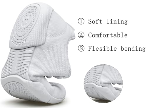 BAXINIER Girls White Cheerleading Shoes Youth Competition Cheer Sneakers Lightweight Athletic Training Dance Tennis Walking Shoes3