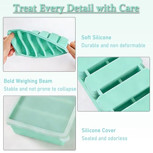Image of 1 /2 Cup Covered Silicone Freezer Tray, 2-Piece Set Of Silicone Freezer Molds, Used For Preparing And Freezing Various Sauces And Other Dishes, Making 12 Portions Cube