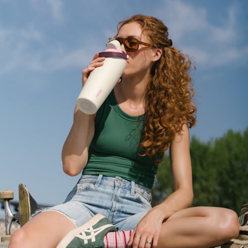 Owala FreeSip Sway Insulated Stainless Steel Water Bottle with Two-Way Spout, Built-In Straw and Bucket Handle, Made for Travel, School, and Sports, 30oz, BPA Free, Leak Proof, Daybreak image 2