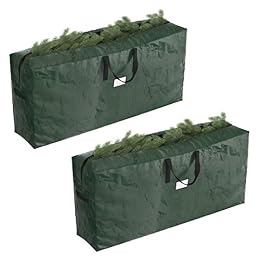 Christmas Tree Storage Bags - Set of 2 Extra-Large Holiday Decoration Totes for Disassembled 9-Foot Artificial Trees and Garlands by Elf Stor (Green)