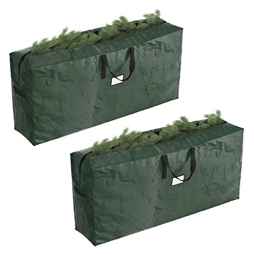 Christmas Tree Storage Bags - Set of 2 Extra-Large Holiday Decoration Totes for Disassembled 9-Foot Artificial Trees and Garlands by Elf Stor (Green) by Elf Stor - Used condition - US$10.76