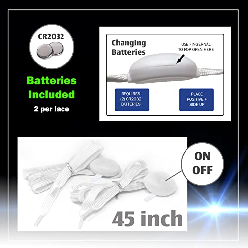 The Noodley Led Light Up Shoe Laces Flashing Colorful Glow In The Dark White Tie Shoelaces Costume Clothes Accessories (7 Color, 45 Inch) #TOP5