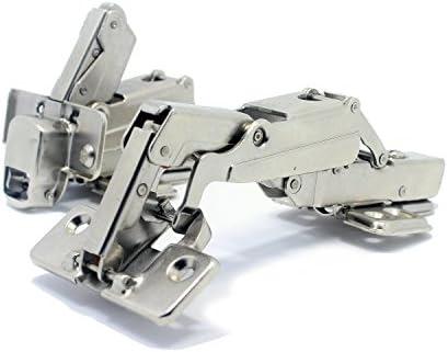 TamBee 175 Degree Hinges Frameless Cabinet Hinges Hydraulic Adjustable Mounting Concealed Hinges Soft Closing Nickel-Plated Steel Buffer Dampers for Wardrobe1 Pair Face Frame (Half Overlay)