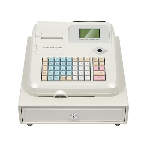 Image of Cash Register for Small Businesses, 48 Keys Cash Register Drawer Small Cash Register Portable for Clothing Stores and Hamburger Stores 23.46 x 13.19 x 7.68 Inch