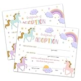Unicorn Adoption Certificate - Adopt A Unicorn Certificate for Girl Kids - Rainbow Unicorn Adoption Party Decorations - Magical Birthday Party Favors Supplies, 10 Adoption Certificates (CC12)