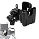 Getränkehalter für Rollstuhl, Roller, Rollator, 2-in-1 Wasser-/Getränkeflaschenhalter und Handy-Halterung, verstellbar, 1 Stück (Schwarz-B)