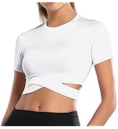 MUYOGRT T-shirt Damen Crop Top Langarm Sportshirt Sexy Sport Oberteil Bauchfrei Sommer Laufshirt ...
