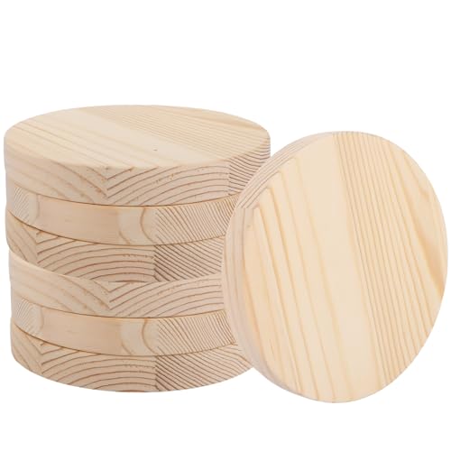 SHUESS 8 Stück Holzscheiben 15 cm Durchmesser, Baumscheiben 15 cm aus Kiefernholz, Holzplatte rund 20 mm, glatte Holzscheibe ohne Loch für DIY Basteln, Deko, Hochzeit, Weihnachten, Malen