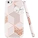 JAHOLAN Bling Glitter Sparkle Rose Gold Marble Marble Design Slim Shockproof Clear Bumper TPU Soft Case Rubber Silicone Cover Phone Case Compatible with iPhone 5 5S SE