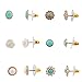Lux Accessories Turquoise Pave Crystal Rose Flower Sun Multiple Stud Earring Set