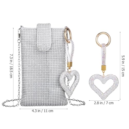 VALICLUD Silver Crossbody Purse Silver Bags for Women Crossbody Phone Bag Bling Purse Evening Bags Phone Bags for Women4